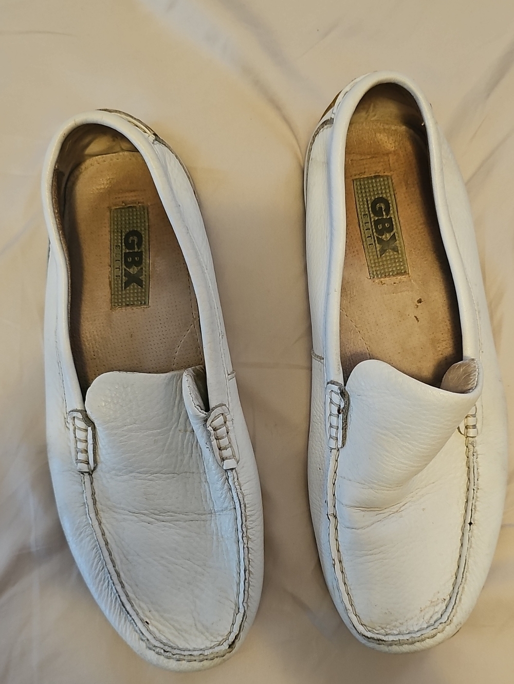 GBX Men’s White Leather Slip-Ons Loafers